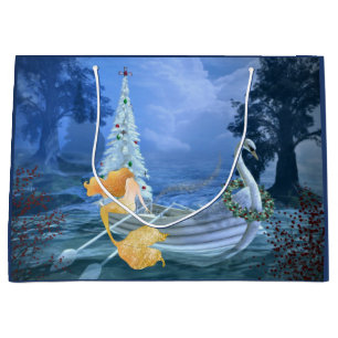 Magical Mermaid, Swan Boat and Christmas Tree Large Gift Bag