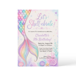 Magical Mermaid Tail Watercolor Birthday  Invitation