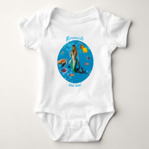 Magical Mermaid Treasure Hunt Blue Ocean Fantasy Baby Bodysuit