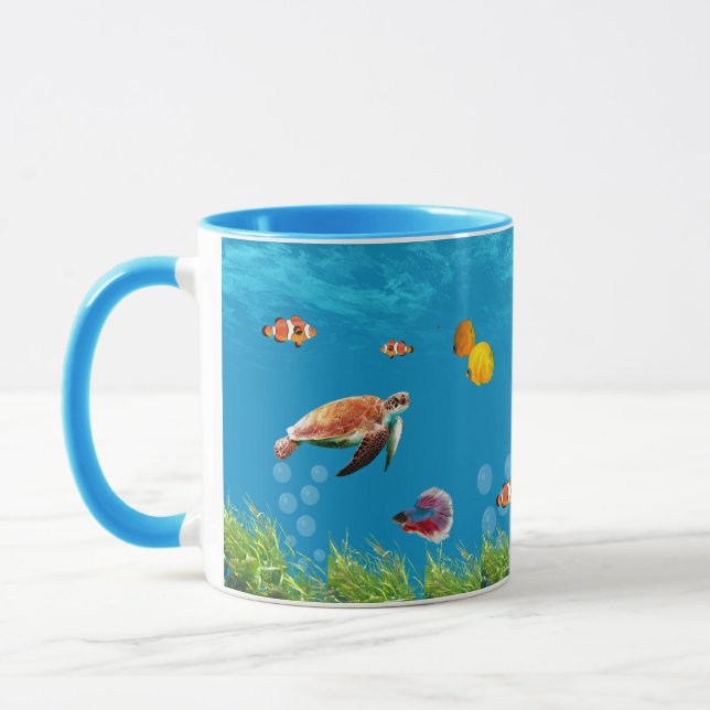 Magical Mermaid Treasure Hunt Blue Ocean Fantasy Mug (Left)