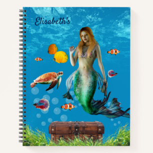Magical Mermaid Treasure Hunt Blue Ocean Fantasy Notebook