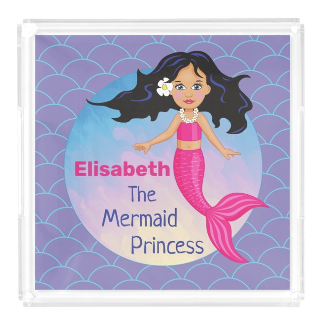 Magical Mermaid Under The Sea Birthday Acrylic Tray (Front)
