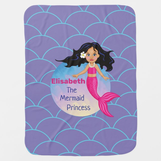 Magical Mermaid Under The Sea Birthday Baby Blanket (Front)