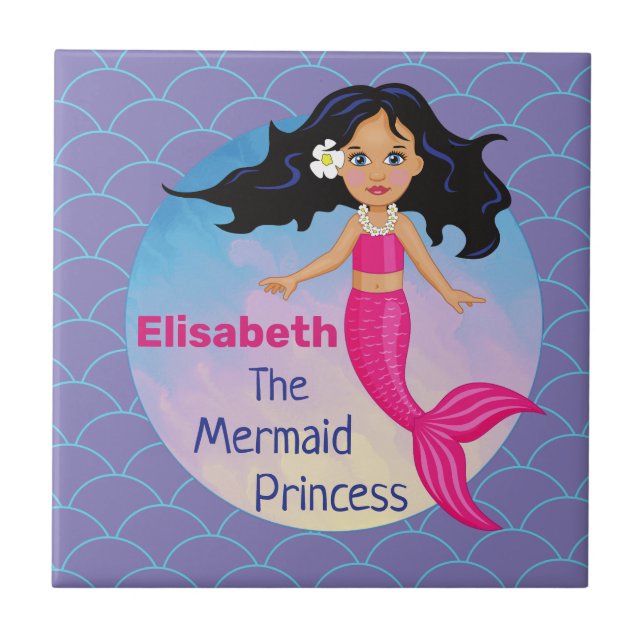 Magical Mermaid Under The Sea Birthday Ceramic Tile (Front)