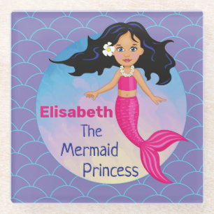 Magical Mermaid Under The Sea Birthday Glass Coaster