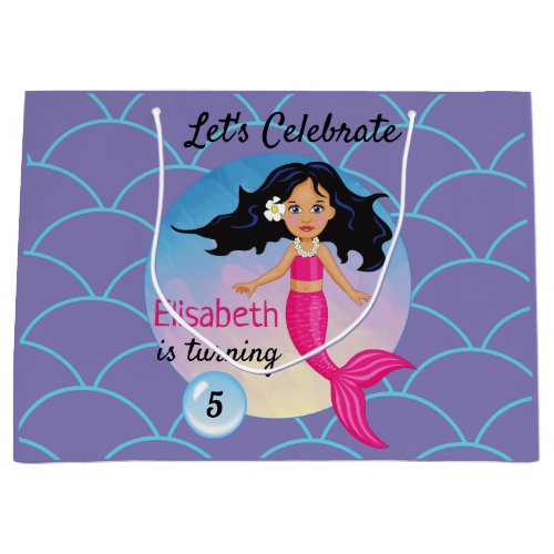 Magical Mermaid Under The Sea Birthday Large Gift Bag