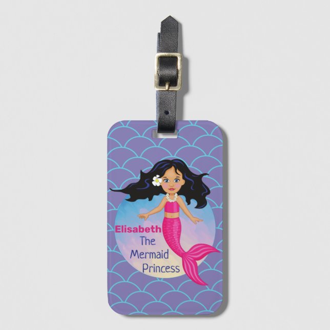 Magical Mermaid Under The Sea Birthday Luggage Tag (Front Vertical)