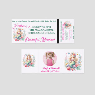 Magical Mermaid Under the Sea Birthday Movie Night Raffle Tickets