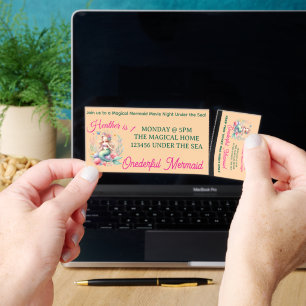 Magical Mermaid Under the Sea Birthday Movie Night Raffle Tickets