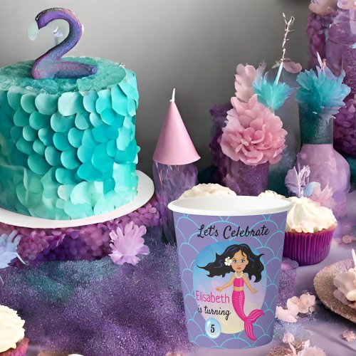 Magical Mermaid Under The Sea Birthday Paper Cups