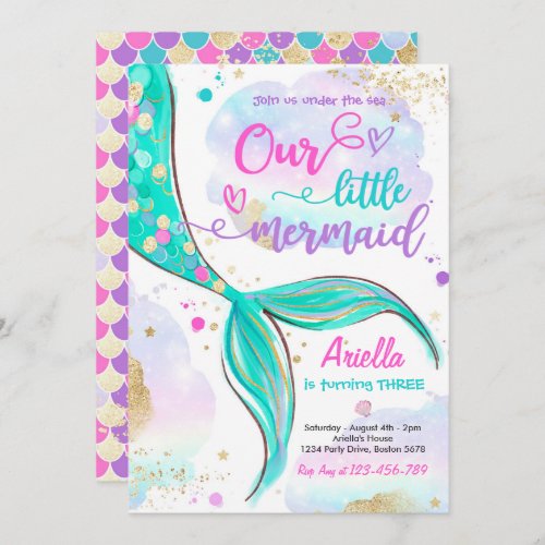 Magical Mermaid Under The Sea Birthday Party Invitation