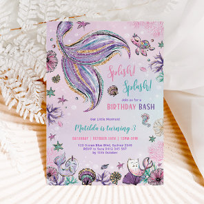 Magical Mermaid Under the Sea Birthday Party Invitation