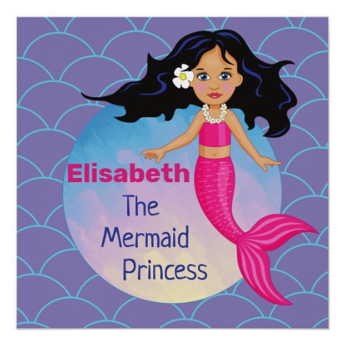 Magical Mermaid Under The Sea Birthday Poster