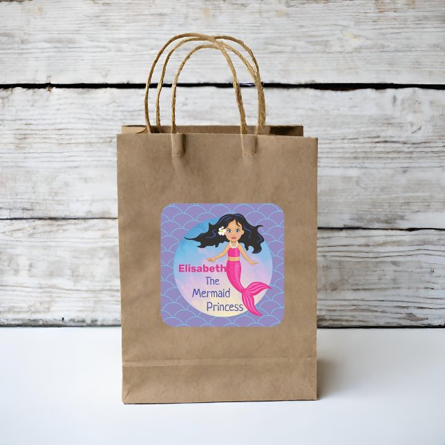 Magical Mermaid Under The Sea Birthday Square Sticker (Creator Uploaded)