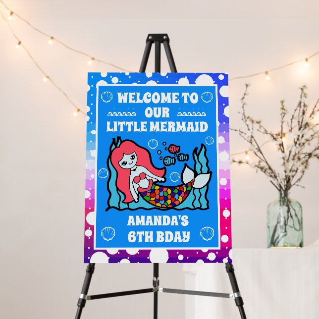 Magical Mermaid Under The Sea Birthday Welcome Foam Board (In Situ (Stand))