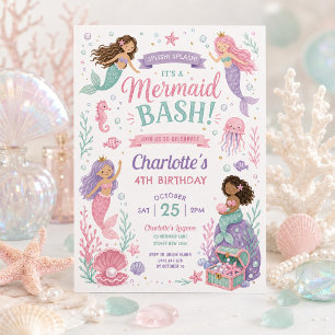 Magical Mermaid Under the Sea Girl Birthday Party Invitation