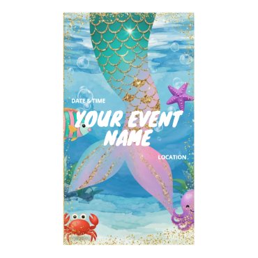 Magical Mermaid Under the Sea Kids Birthday Digital Templates