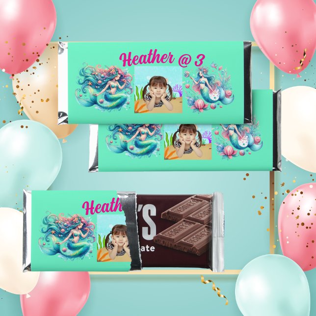 Magical Mermaid Under the Sea Kids Birthday Party Hershey Bar Favors (Creator Uploaded)