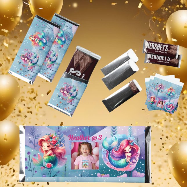 Magical Mermaid Under the Sea Kids Birthday Party Hershey Bar Favors (Creator Uploaded)
