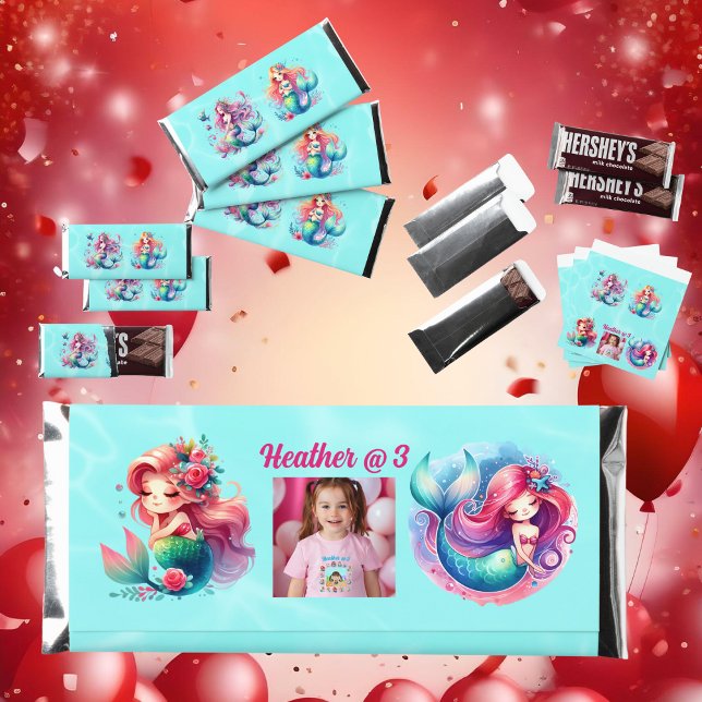 Magical Mermaid Under the Sea Kids Birthday Party Hershey Bar Favors (Creator Uploaded)