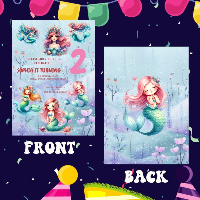Magical Mermaid Under the Sea Kids Birthday Party Invitation (Creator Uploaded)