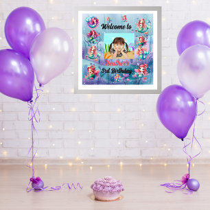 Magical Mermaid Under the Sea Kids Birthday Party Poster
