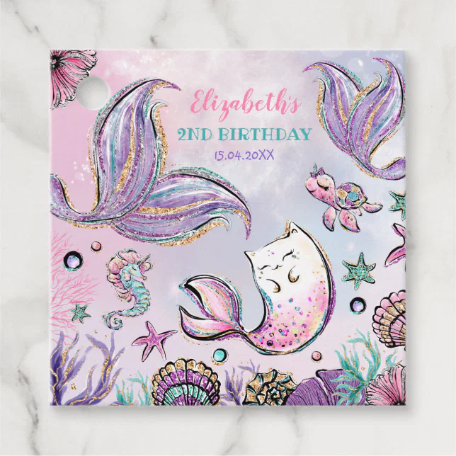 Magical Mermaid Under the Sea Pool Birthday Party Favor Tags | Zazzle