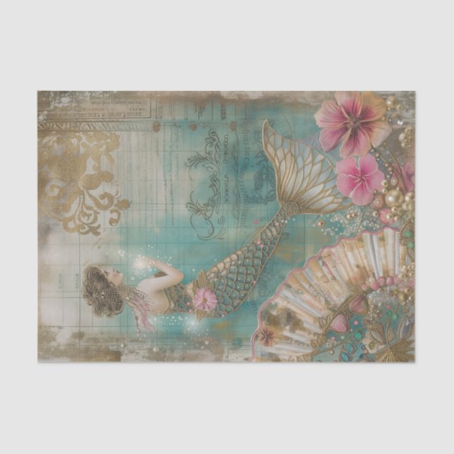 Magical Mermaid Underwater Decoupage Tissue Paper (Front)