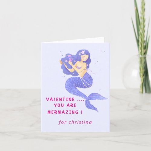 Magical mermaid  Valentines Day  Holiday Card
