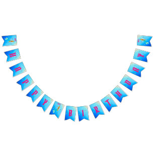 Magical Mermaid with Golden Hair Birthday Bunting Bunting Flags