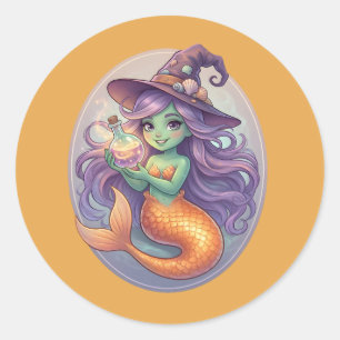 Magical Mermaid with Potion Classic Round Sticker