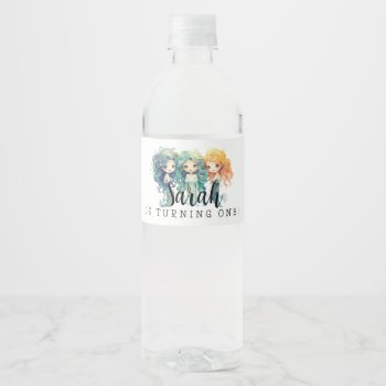 Magical Mermaids Birthday  Water Bottle Label by lilanab2 at Zazzle