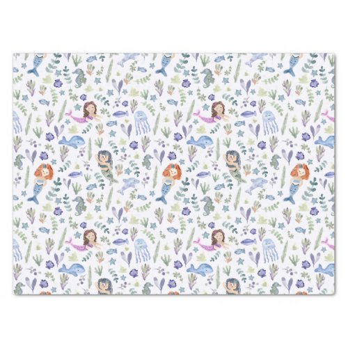 Magical Mermaids Modern Watercolor Tissue Paper