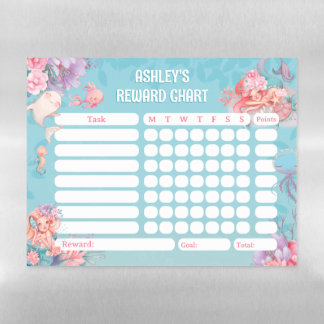 Magical Mermaids Reward Chore Chart for Kids Magnetic Dry Erase Sheet