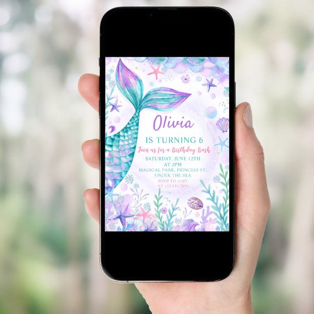 Magical Mermaids Tail Birthday Party Invitation (Front Digital)