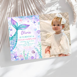 Magical Mermaids Tail Birthday Party Photo Invitation