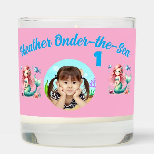Magical Mermaids Under-the-Sea 1st Birthday Photo Scented Candle