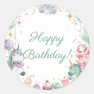 Magical Mermaids Unicorns Rainbow Favor Stickers