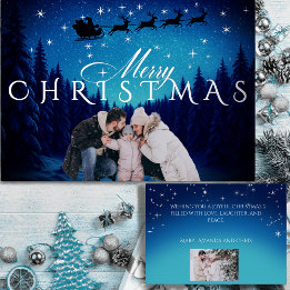 Magical Merry Christmas - Photo and Message Silver Foil Holiday Card