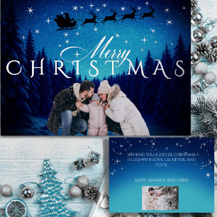 Magical Merry Christmas - Photo and Message Silver Foil Holiday Card