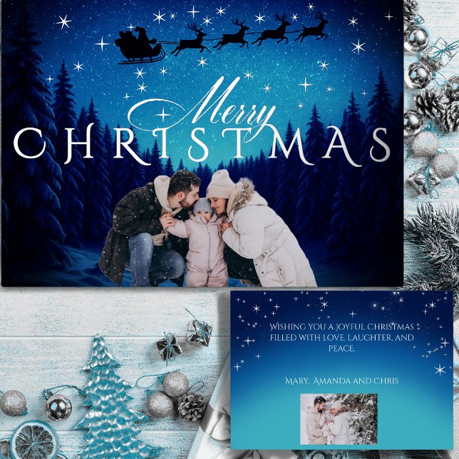 Magical Merry Christmas - Photo and Message Silver Foil Holiday Card (Creator Uploaded)