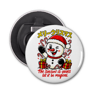 Magical Merry Christmas Snowman Festive Candy Cane Bottle Opener