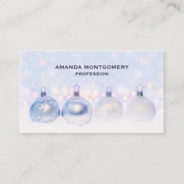 Magical Metallic Christmas Balls Photograph Business Card (Front)