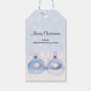Magical Metallic Christmas Balls Photograph Gift Tags