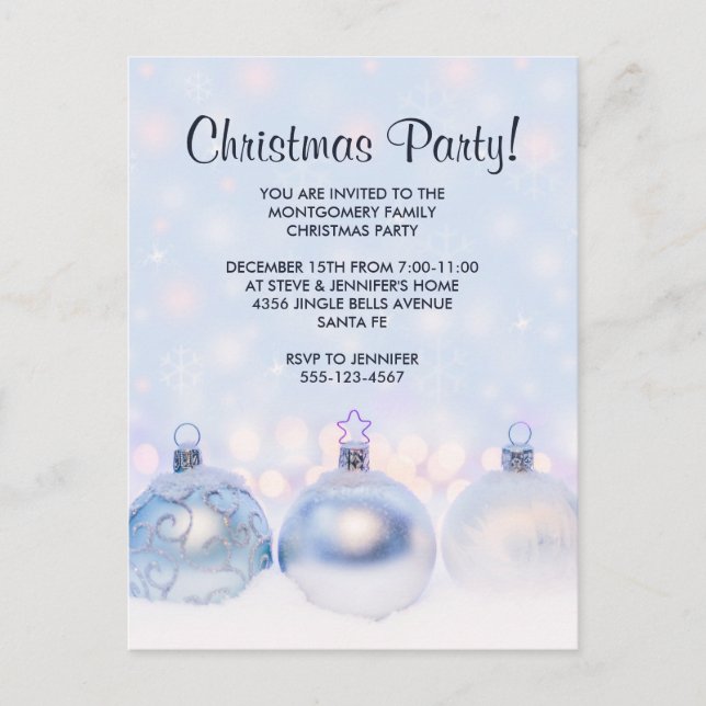 Magical Metallic Christmas Balls Photograph Party Postcard (Front)