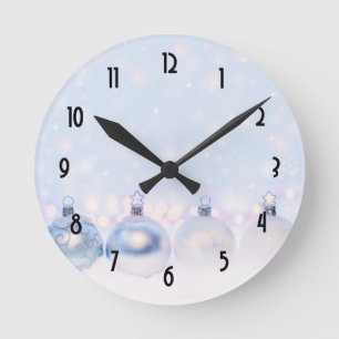 Magical Metallic Christmas Balls Photograph Round Clock