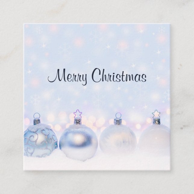Magical Metallic Christmas Balls Photograph Square Business Card (Front)