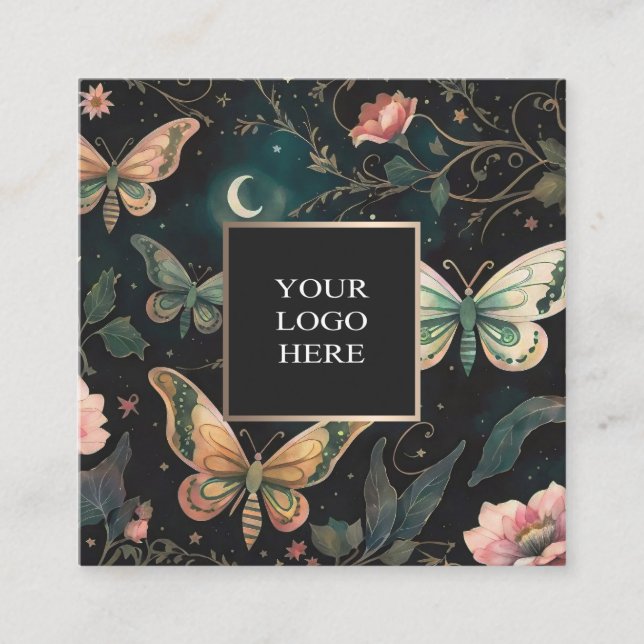 Magical Midnight Garden Square Business Card (Front)