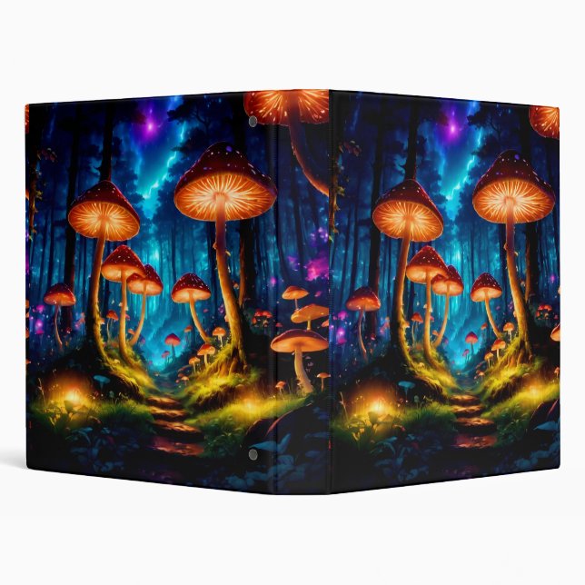 Magical Midnight Mushroom Forest 3 Ring Binder (Background)