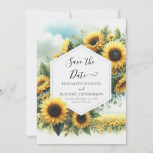 Magical Minimal Sunflower Wedding Save The Date